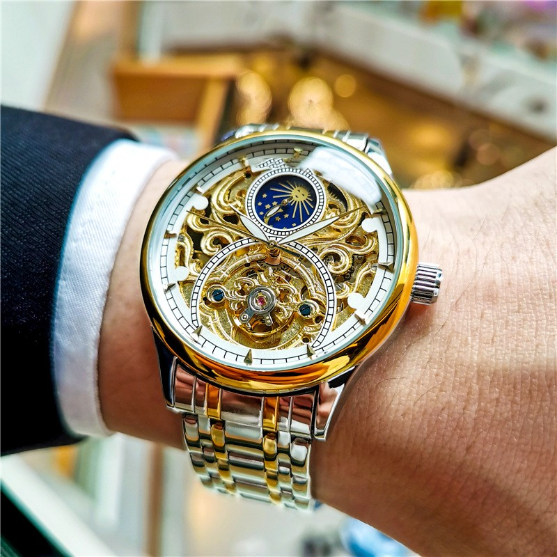 "Eclipse Skeleton Automatic — Where Light Meets Mechanical Brilliance"