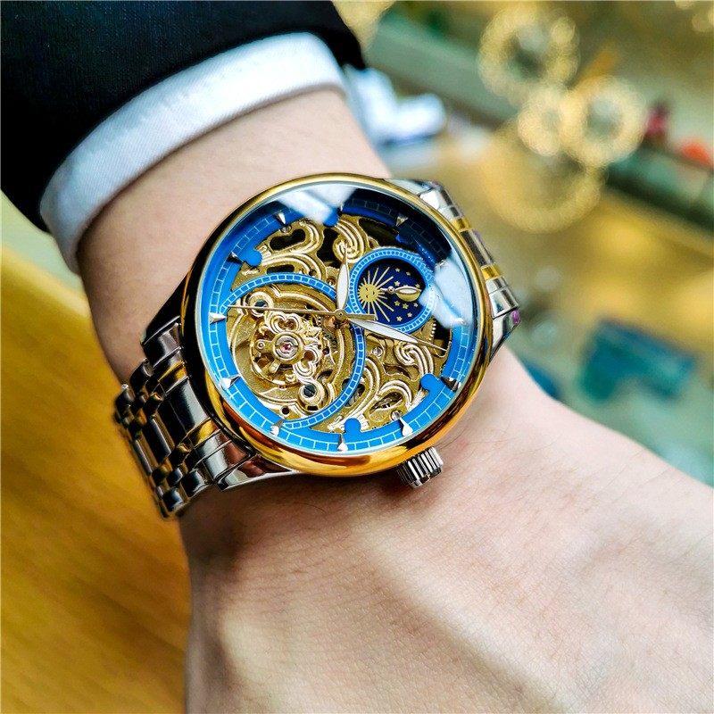 "Eclipse Skeleton Automatic — Where Light Meets Mechanical Brilliance"