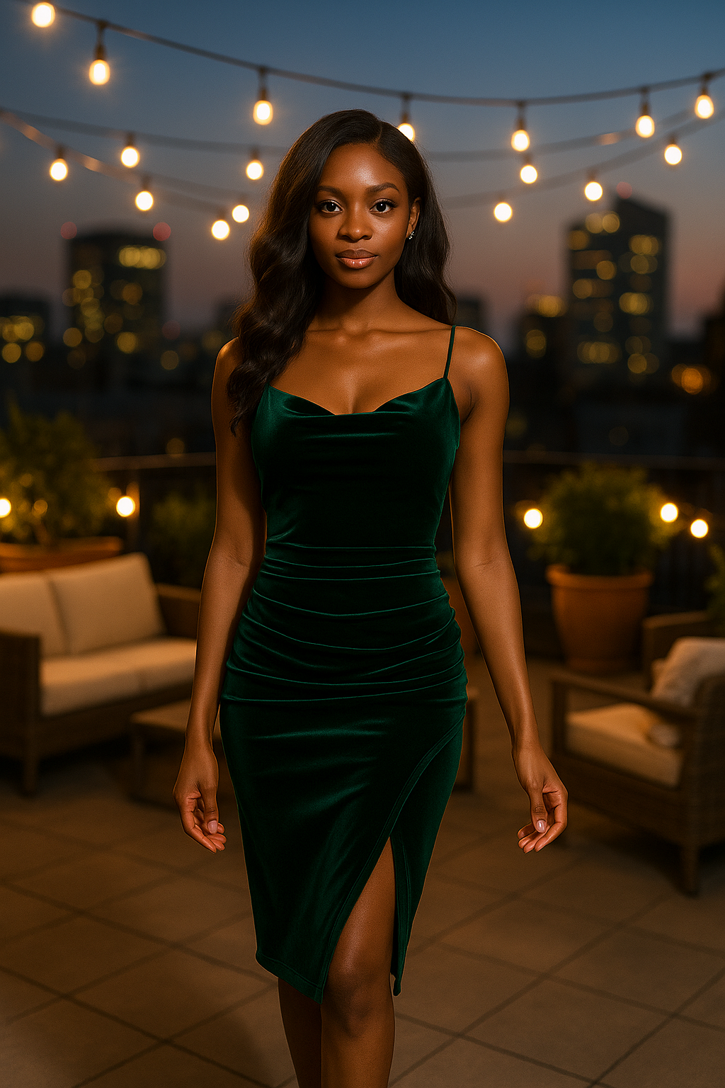 "Veléa" Luxe Velvet Midi Dress – Timeless Elegance in Every Thread