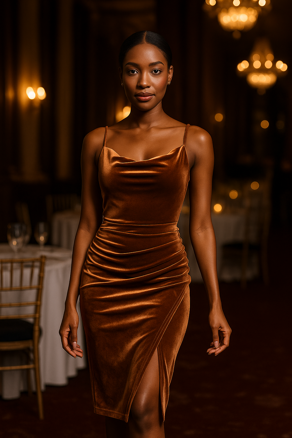 "Veléa" Luxe Velvet Midi Dress – Timeless Elegance in Every Thread