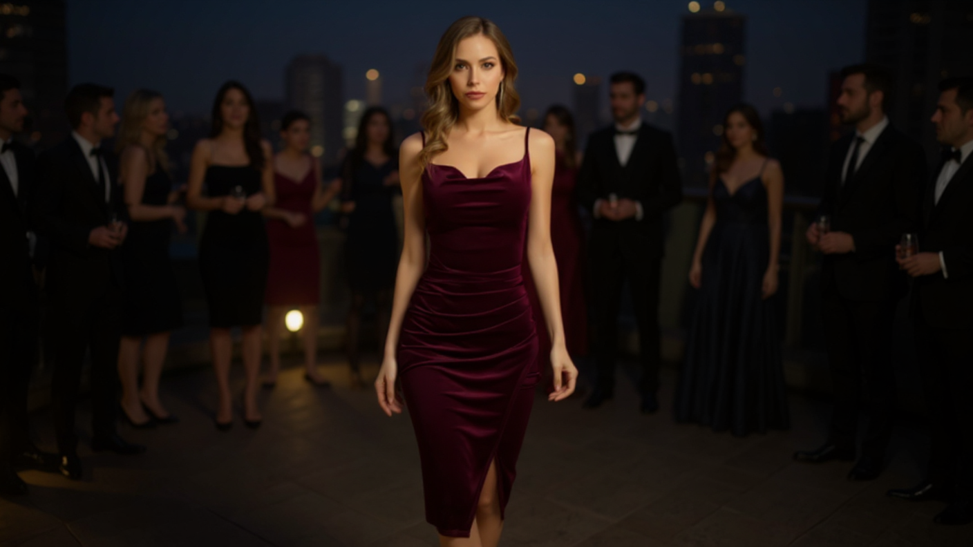 "Veléa" Luxe Velvet Midi Dress – Timeless Elegance in Every Thread