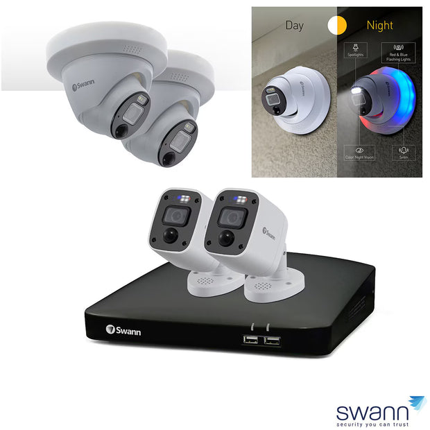 4 Channel 4K 1TB DVR with 2 X Enforcer Bullet Cameras and 2 X Enforcer Dome Cameras SWDVK-456802MQB-EU + SWPRO-4KDER-EU X 2