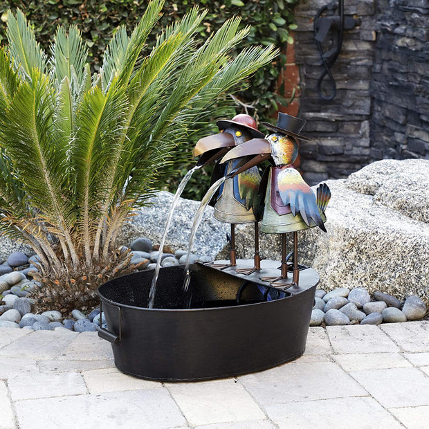 Toucan Fountain Garden Courtyard Art Deco