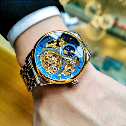 "Eclipse Skeleton Automatic — Where Light Meets Mechanical Brilliance"