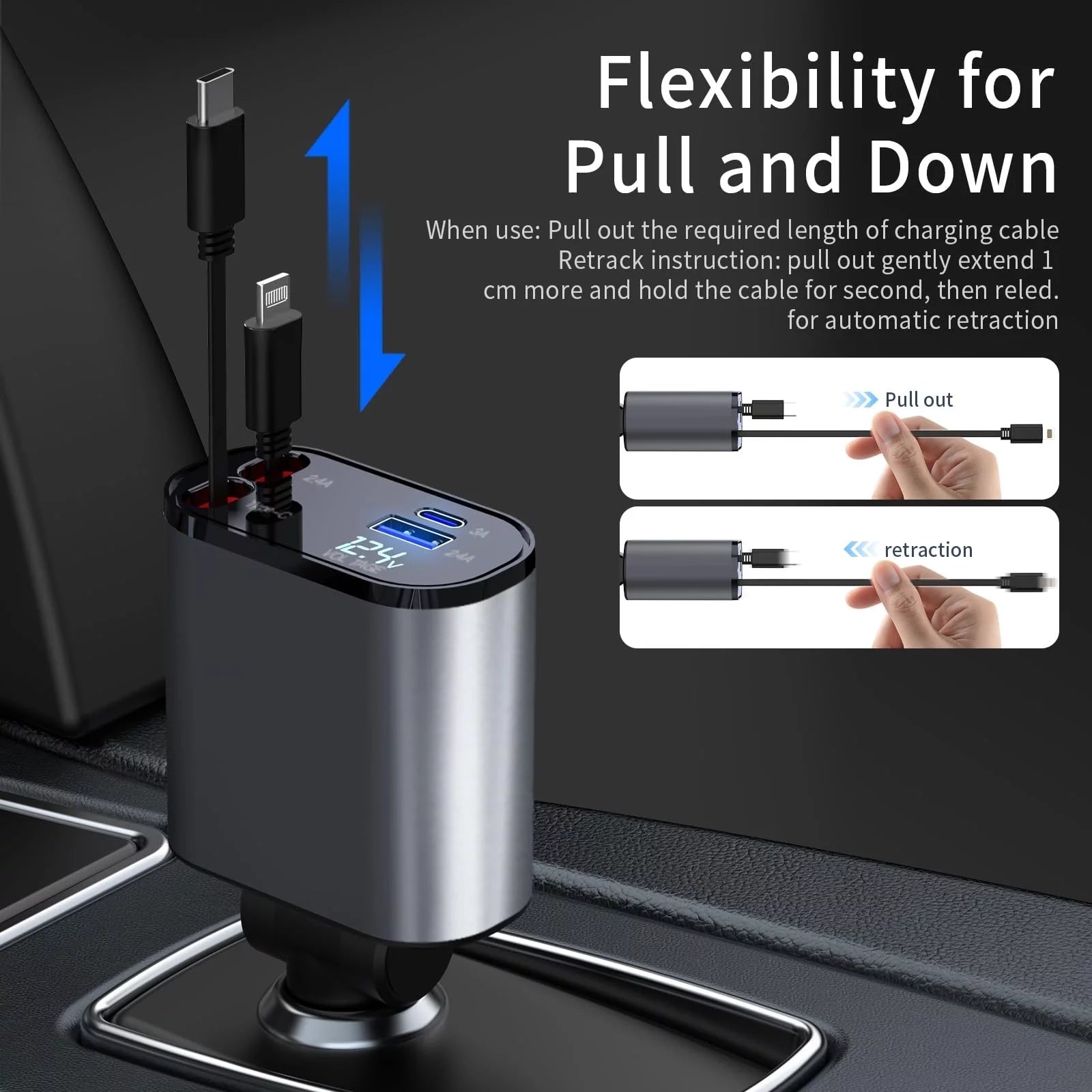 Retractable 4-in-1 Car Charger