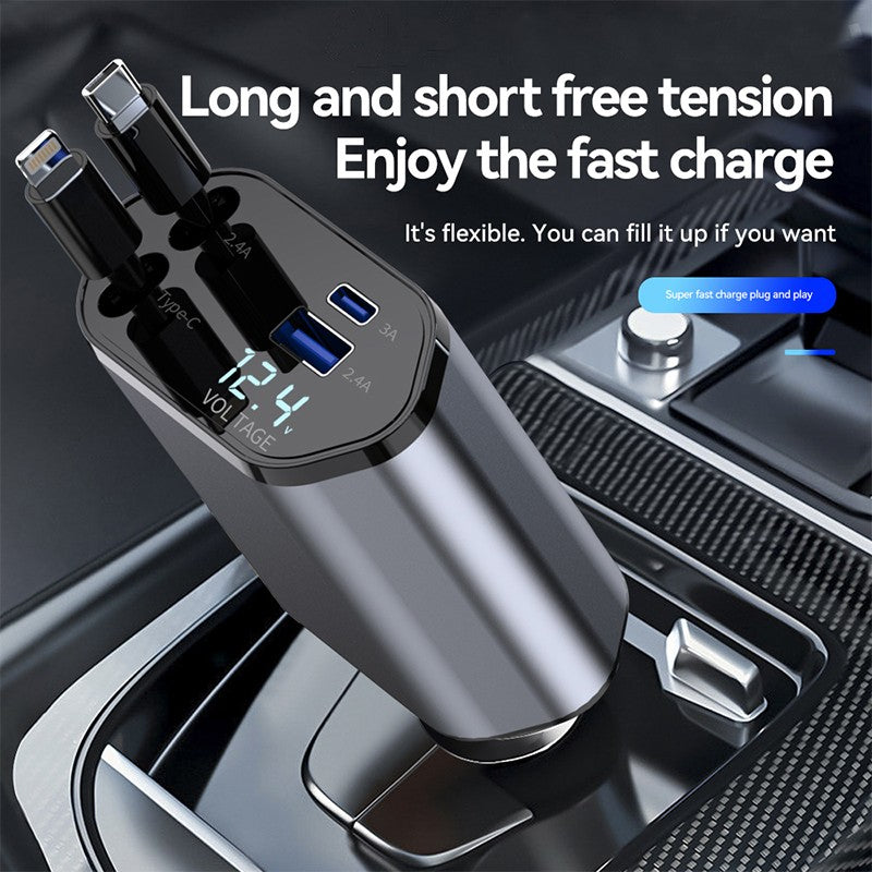 Retractable 4-in-1 Car Charger