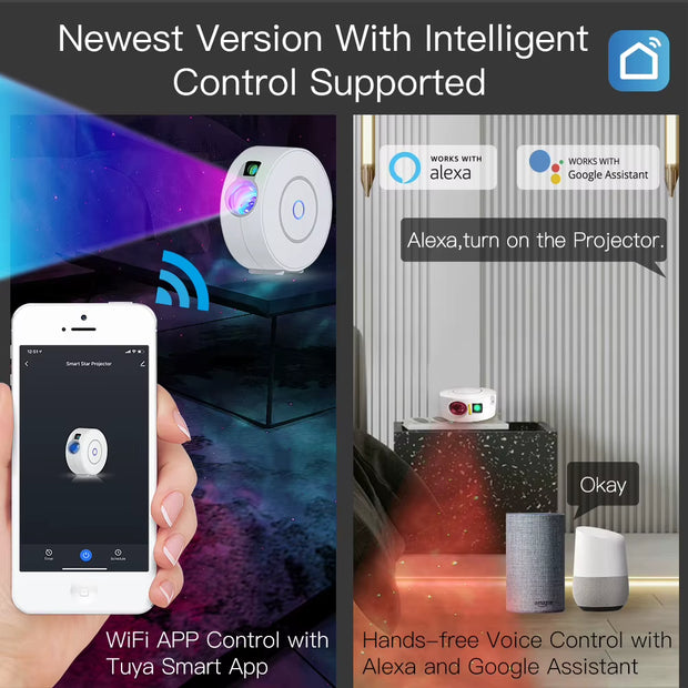 Tuya Wifi Smart Star Projector Galaxy for Holiday Party APP Control Smart Home Nebula Projector Works for Google Home Alexa