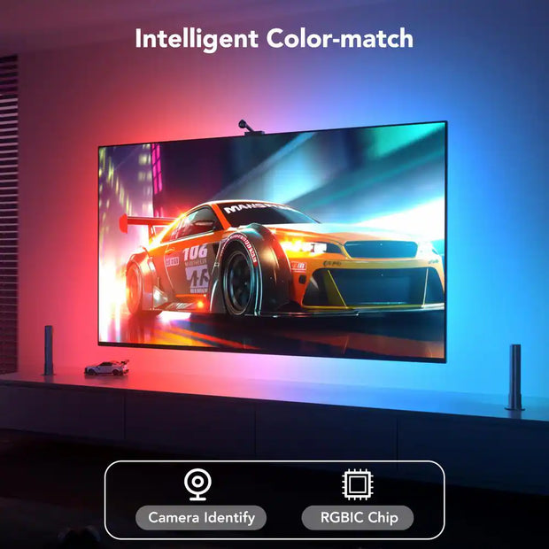 RGBIC TV Backlight Kit 12.5 Ft. Smart LED Strip Light with Camera and Two Light Bars for 55-65 In. Tvs Wi-Fi Enabled