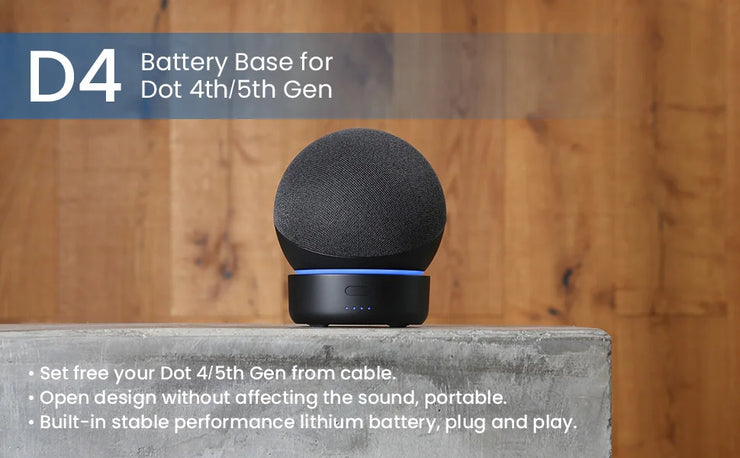 5200mAh Battery Base for Echo Dot 5th Gen Smart Alexa Speaker