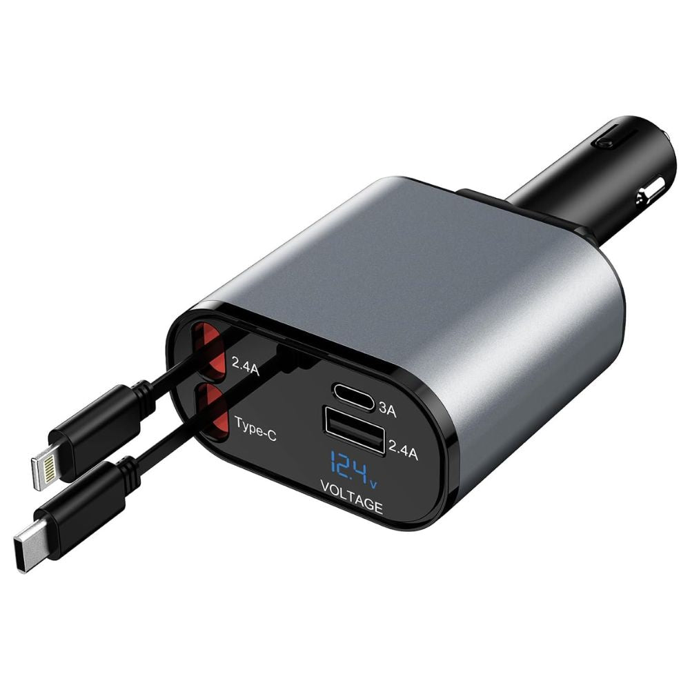 Retractable 4-in-1 Car Charger