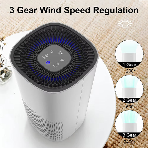 Air Purifier for Home Portable Air Cleaner with Timer Mini Desktop HEPA Filter Air Freshener Eliminate Odor