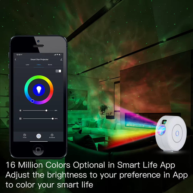 Tuya Wifi Smart Star Projector Galaxy for Holiday Party APP Control Smart Home Nebula Projector Works for Google Home Alexa