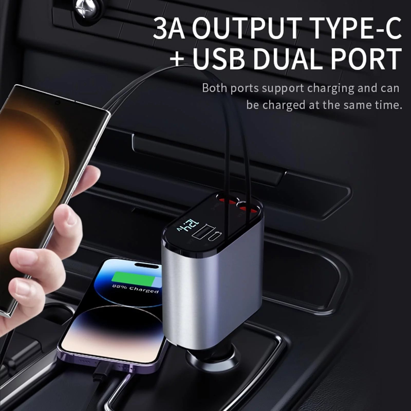 Retractable 4-in-1 Car Charger