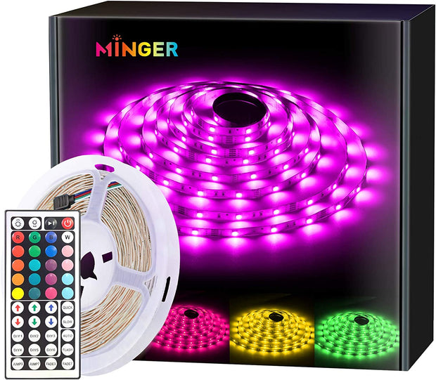 RGB LED Strip Lights, 16.4Ft Color Changing Light Strips with Remote Controller, Protective Coating, 5050 LED and DIY Mode, Dimmable Full Light Strips for Bedroom, Room, Kitchen
